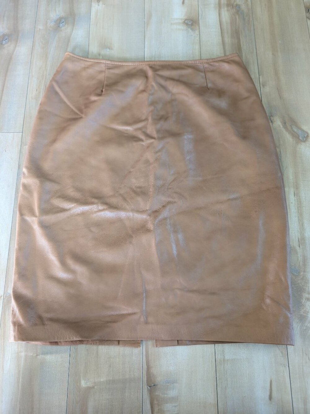 Vintage Danier Camel Genuine Leather Pencil Skirt 90s Y2K Size 10